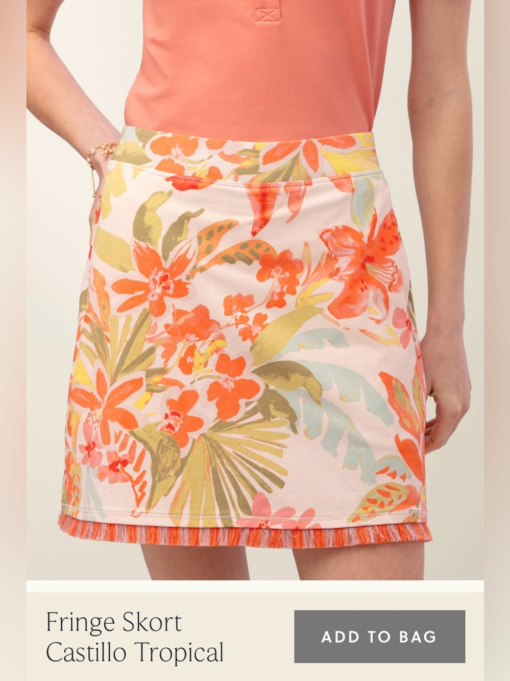 Spartina 449 Coral Multi Floral Fringe SKORT